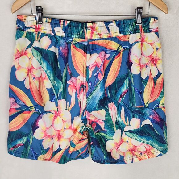 Hurley Board Shorts Men L Tropical Print Blue Pink Swim Trunks Pockets D7265-00 - Picture 4 of 7